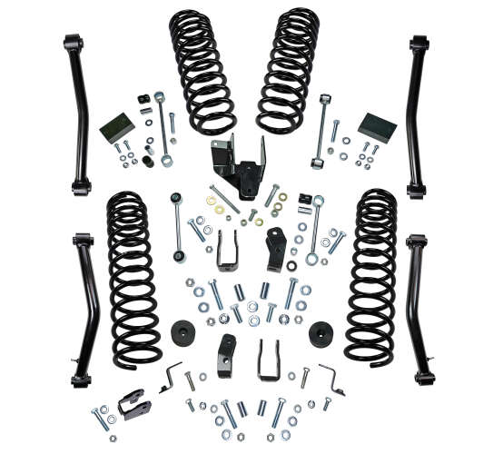 18-19 Jeep Wrangler JL 2 Door 4in Dual Rate Coil Lift Kit - Incl Rubicon w/ Shock Extensions - SLFK186