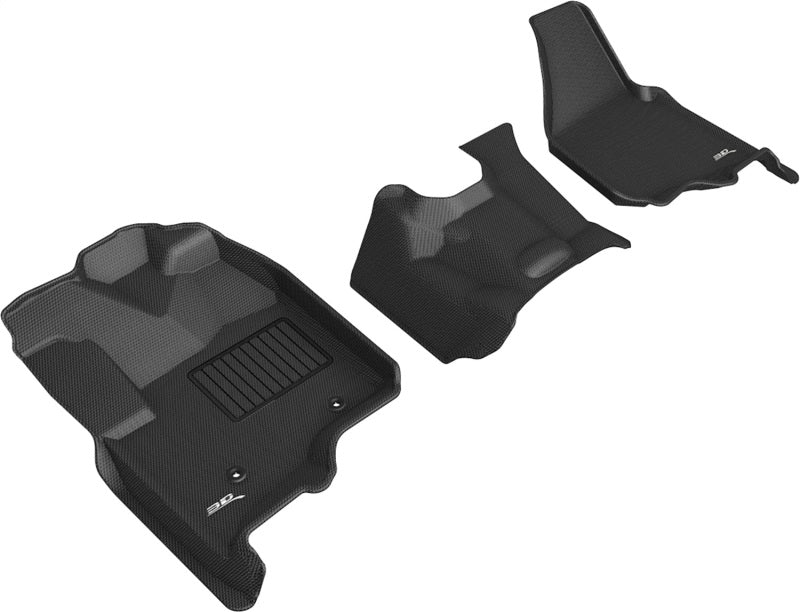 3D MAXpider 12-16 Ford F-250 350 450 Bench Seat No Floor Shift Kagu 1st Row Floormats - Black - ACEL1FR08911509