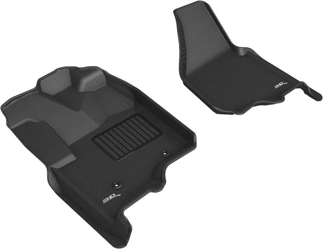 3D MAXpider 12-16 Ford F-250 350 450 Bucket Seats No Floor Shift Kagu 1st Row Floormats - Black - ACEL1FR09011509