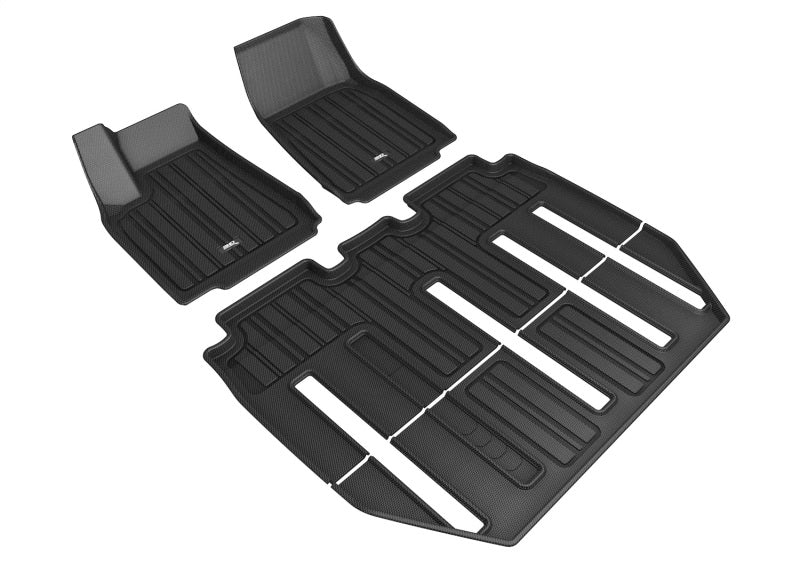 3D Maxpider 17-21 Tesla Model X Folding 7-Seat Elitect 1st 2nd 3rd Row - Floor Mat Set (Black) - ACEE1TL00501809