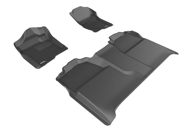 3D MAXpider 2007-2013 Chevrolet Silverado Crew Cab Kagu 1st & 2nd Row Floormats - Black - ACEL1CH04701509